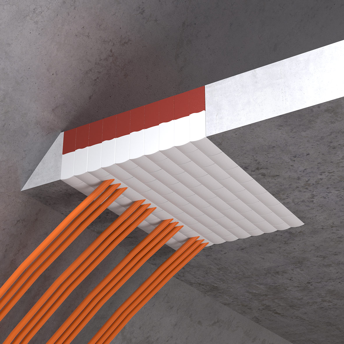 Application example of the ZZ® Silicone-coated Fire Protection Block under the ceiling in tunnel construction Tunnel application, ceiling: Zapp Zimmermann Silicone-coated Fire Protection Block