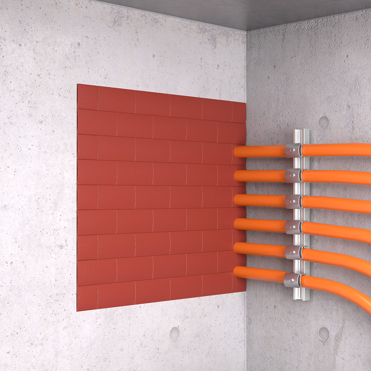Application example of the ZZ® Fire Protection Block on a wall in tunnel construction Tunnel application, wall: Zapp Zimmermann Fire Protection Block